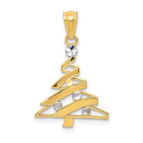 14k Yellow Gold Christmas Tree Pendant